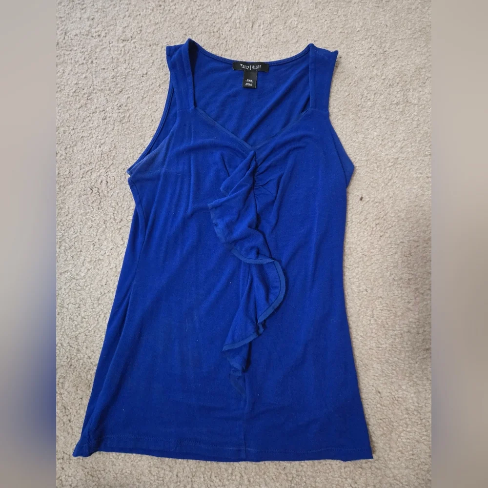 White House Black Market Royal Blue Ruffle Tank Top - Picture 1 of 2